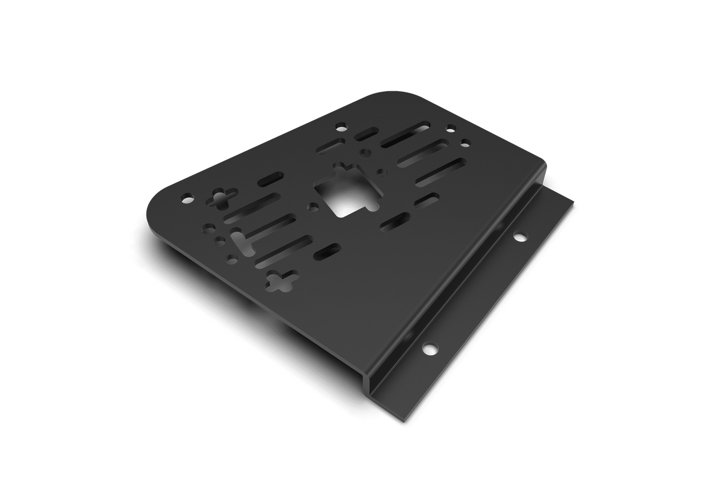 Black metal bracket on a green background