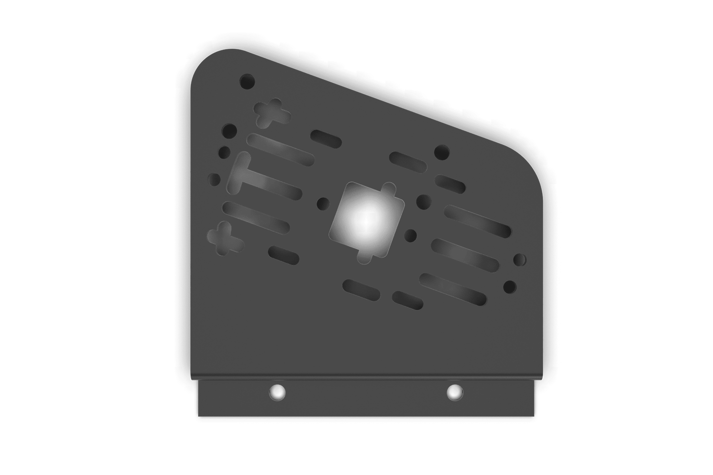 Black computer case on a green background