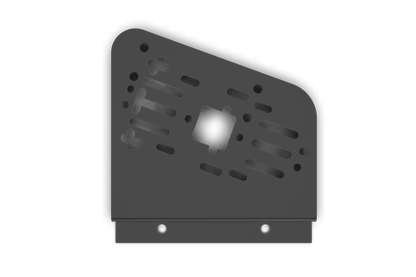 Black computer case on a green background