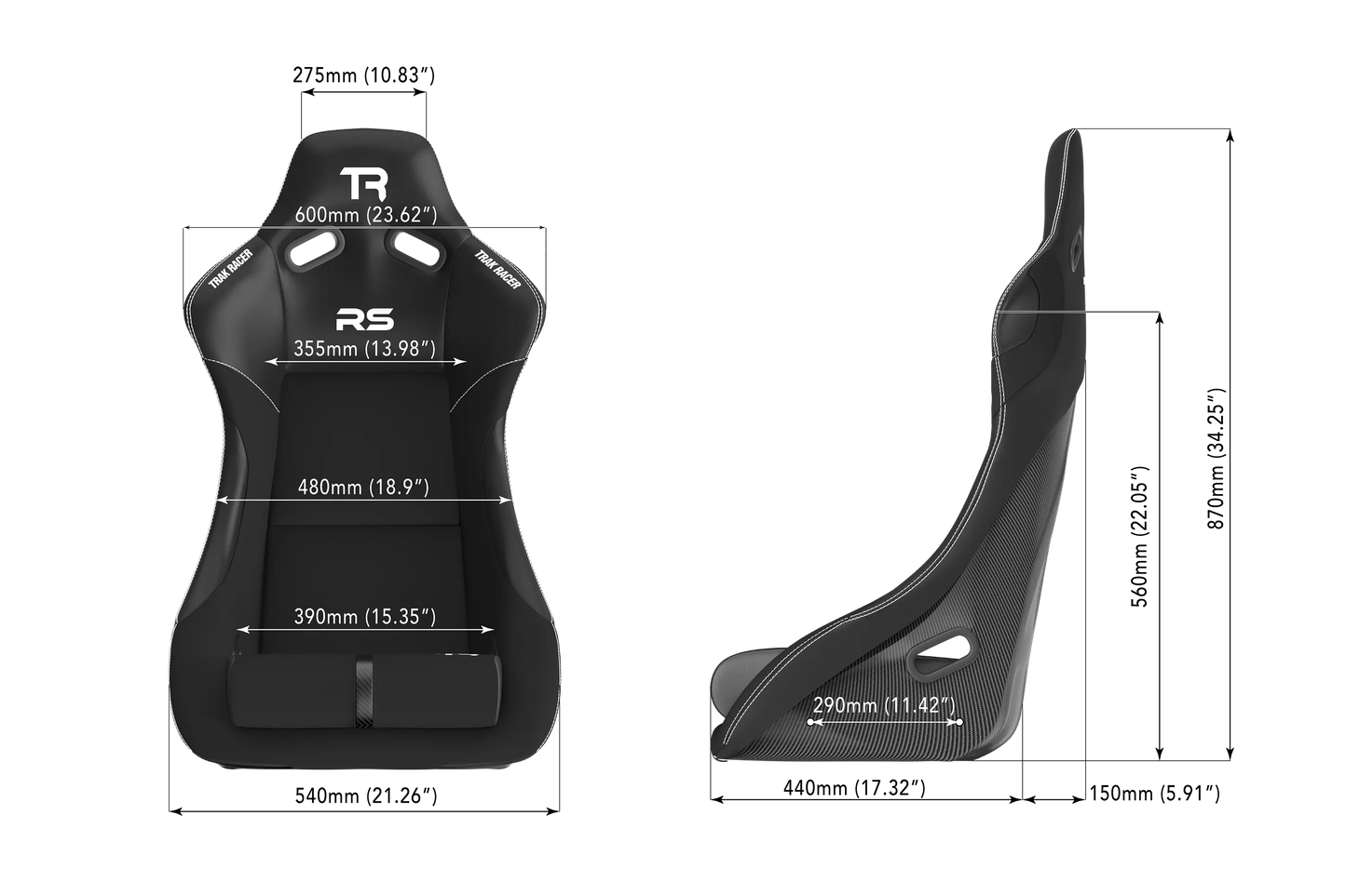 Trak Racer RS GT Rally-Pro side mounting points for sim racing cockpit installation