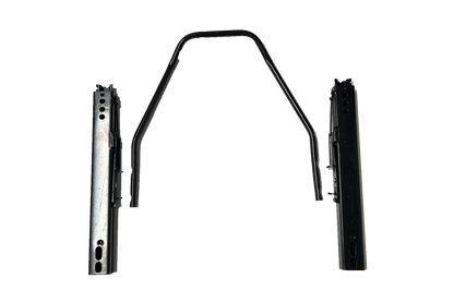 Metal frame components on a black background
