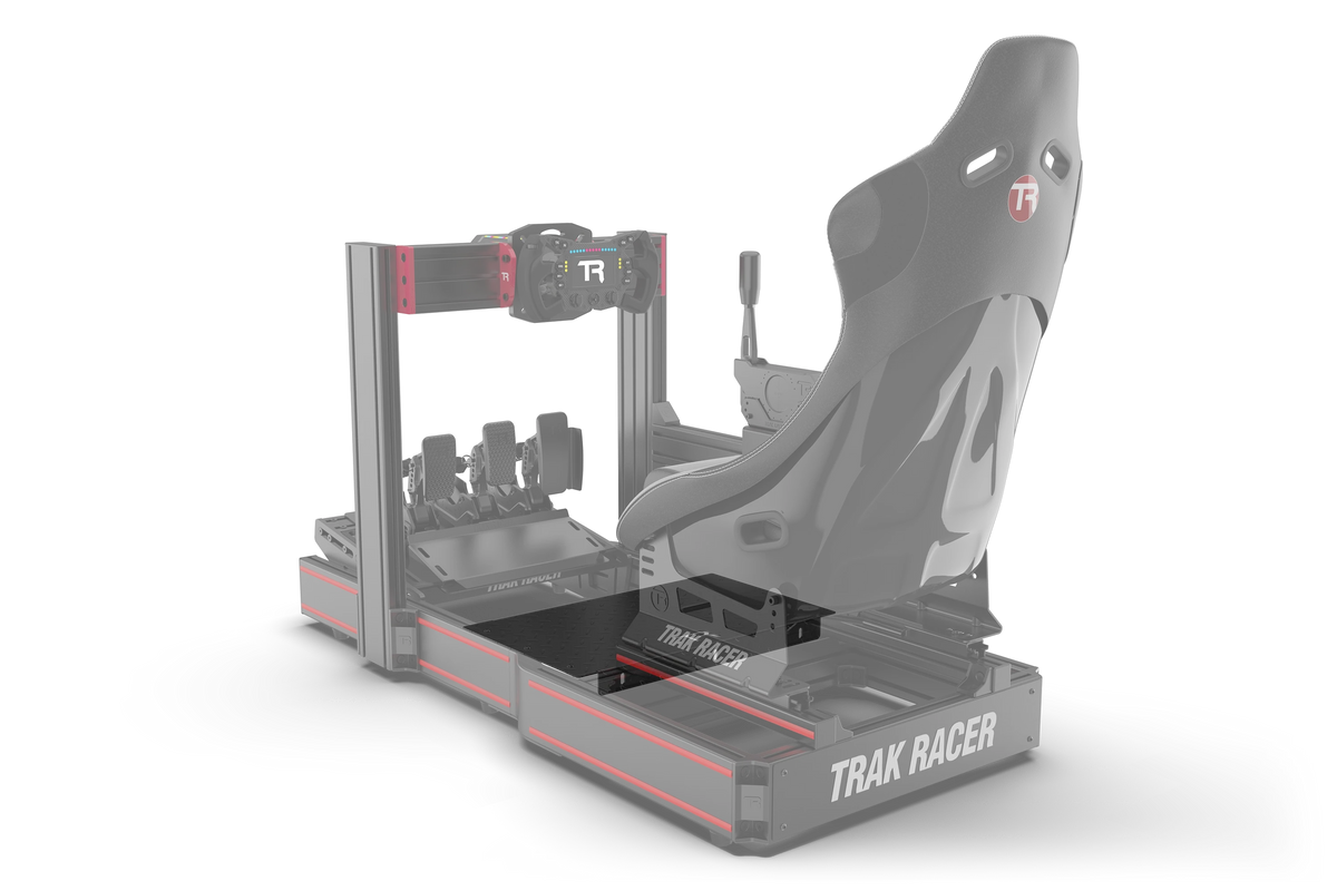 Trak Racer Sim Floor installed on compatible sim racing cockpit