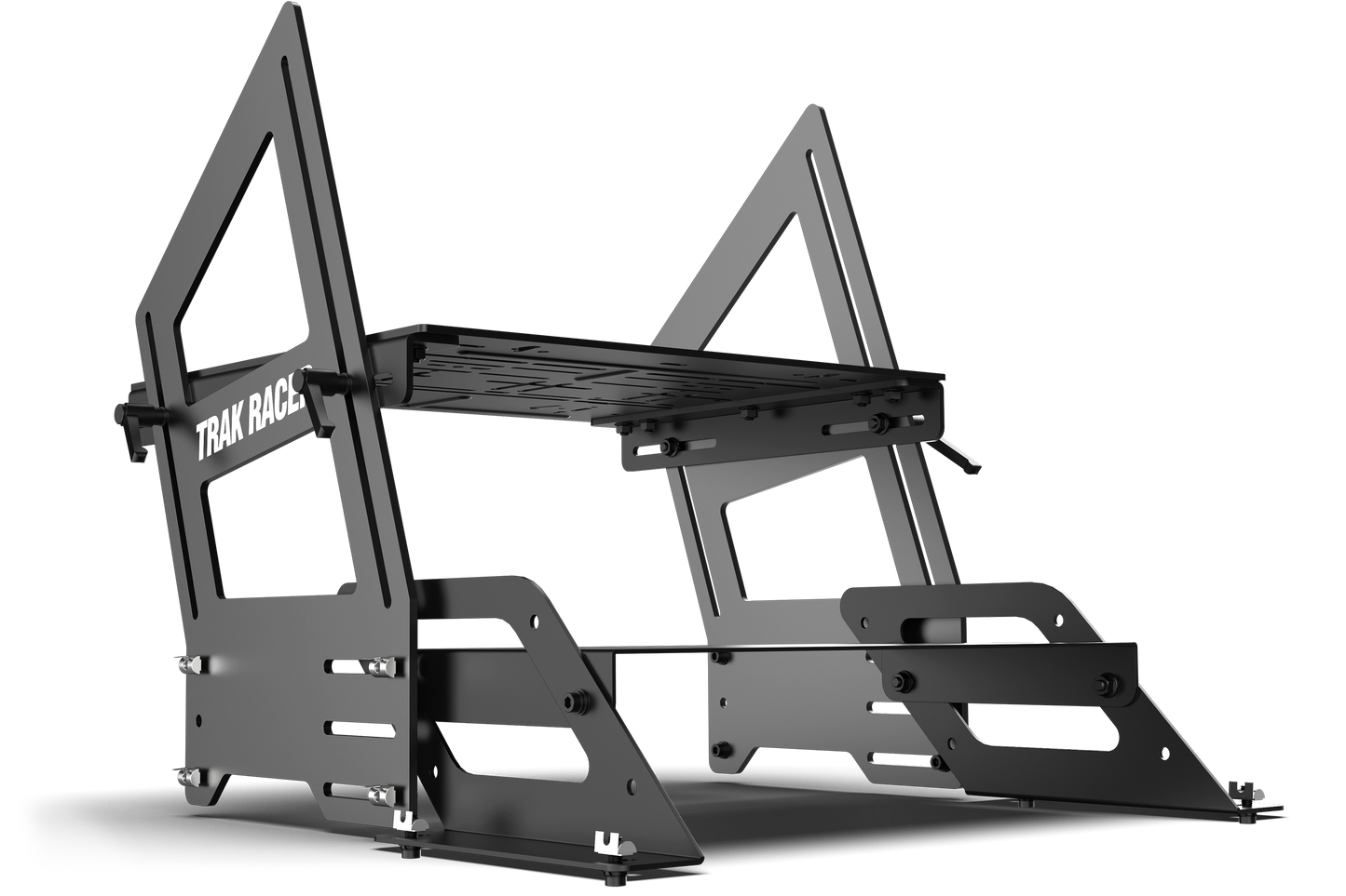 Black metal frame structure on a white background