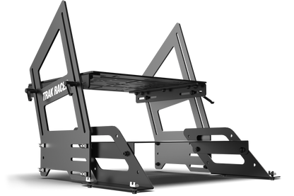 Black metal frame structure on a white background