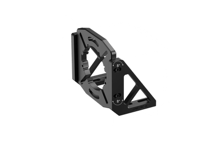 Black metal bracket with dimensions on a green background