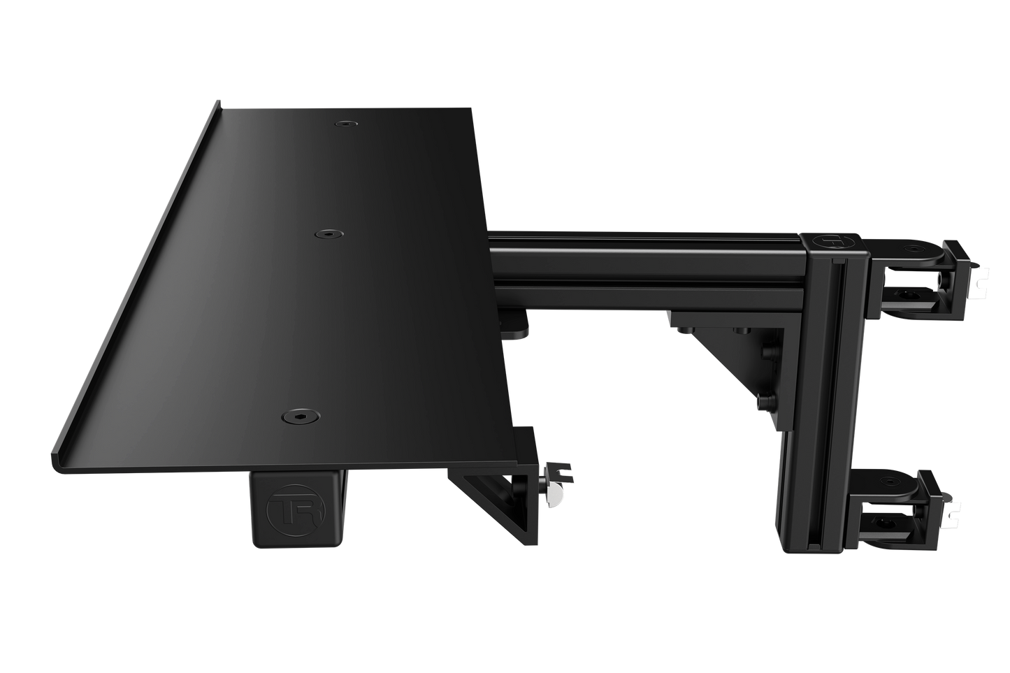 Black metal bracket on a white background