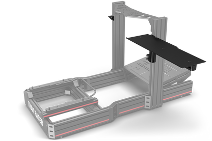 Gray metal frame with a black platform on a white background