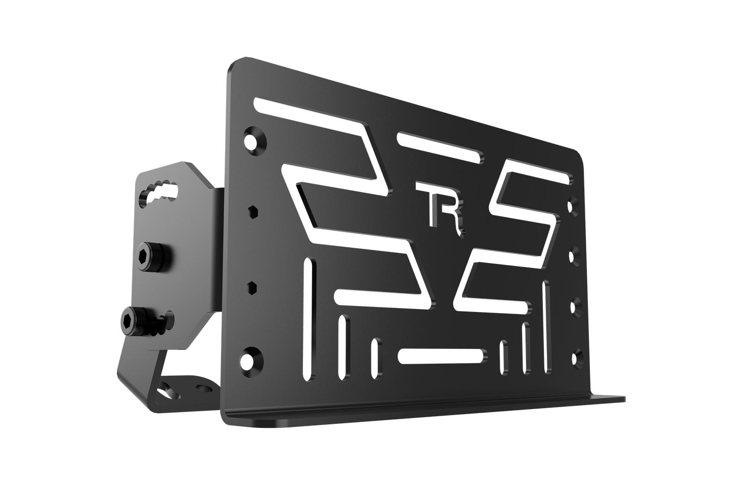 Black metal bracket with 'THE' branding on a green background