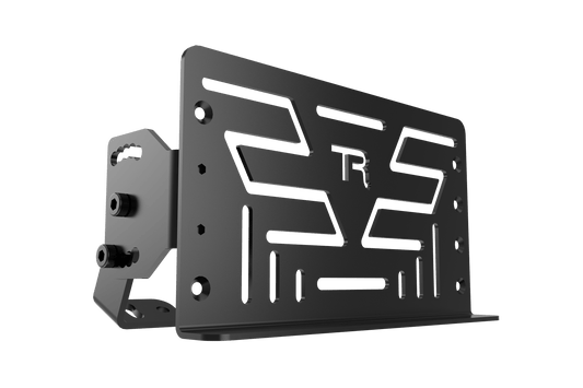 Black metal bracket with 'THE' branding on a green background