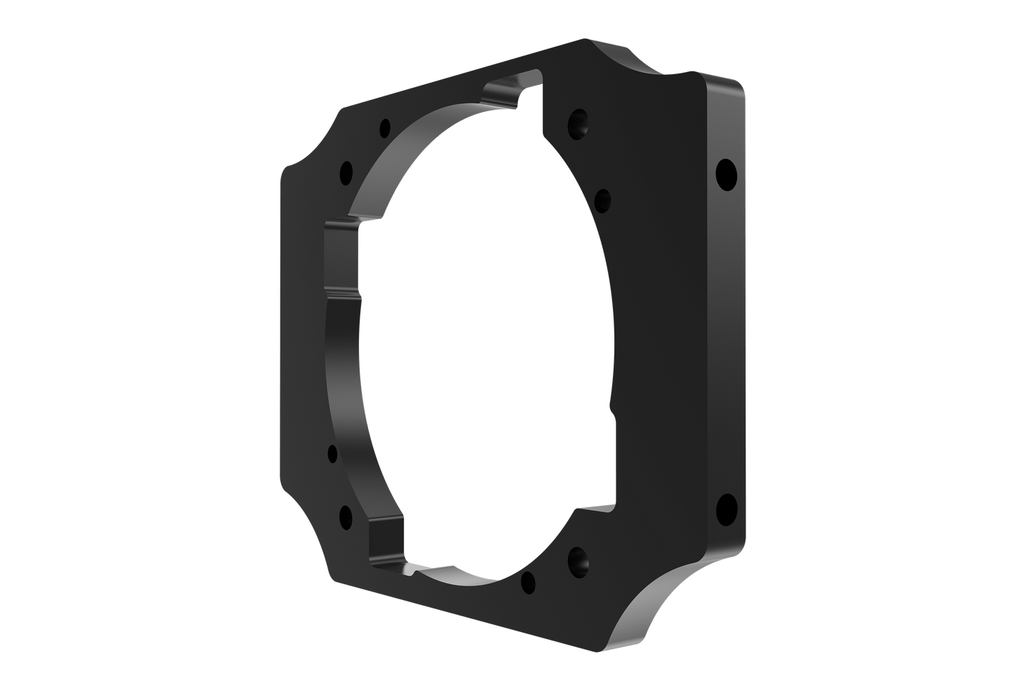 Black metal ring component on a transparent background