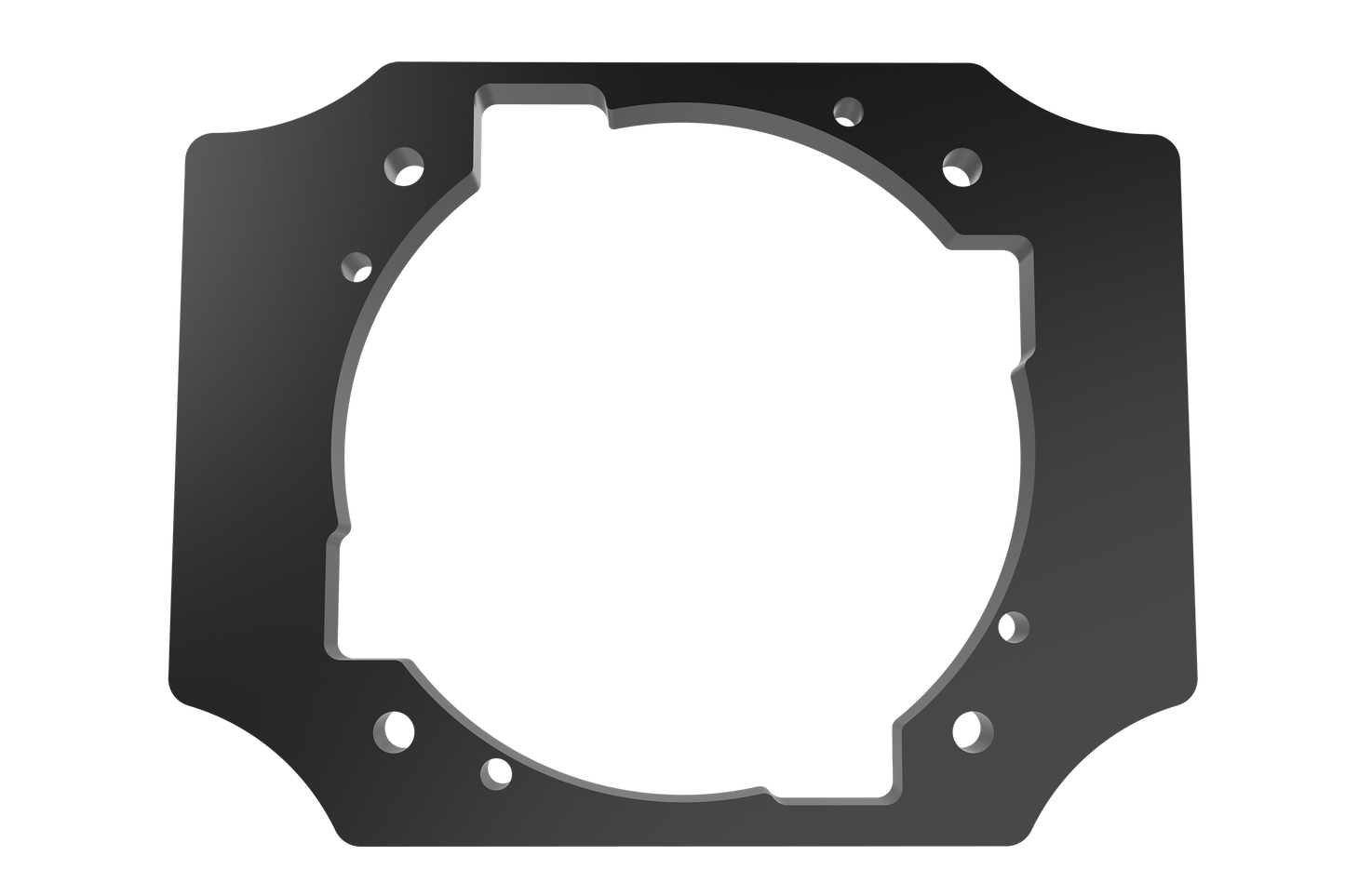 Black metal gasket on a green background