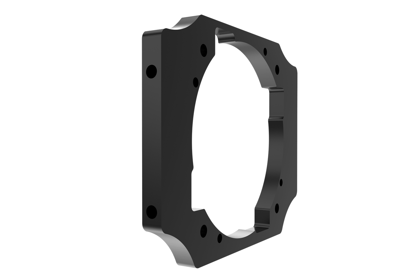 Black metal ring component on a transparent background