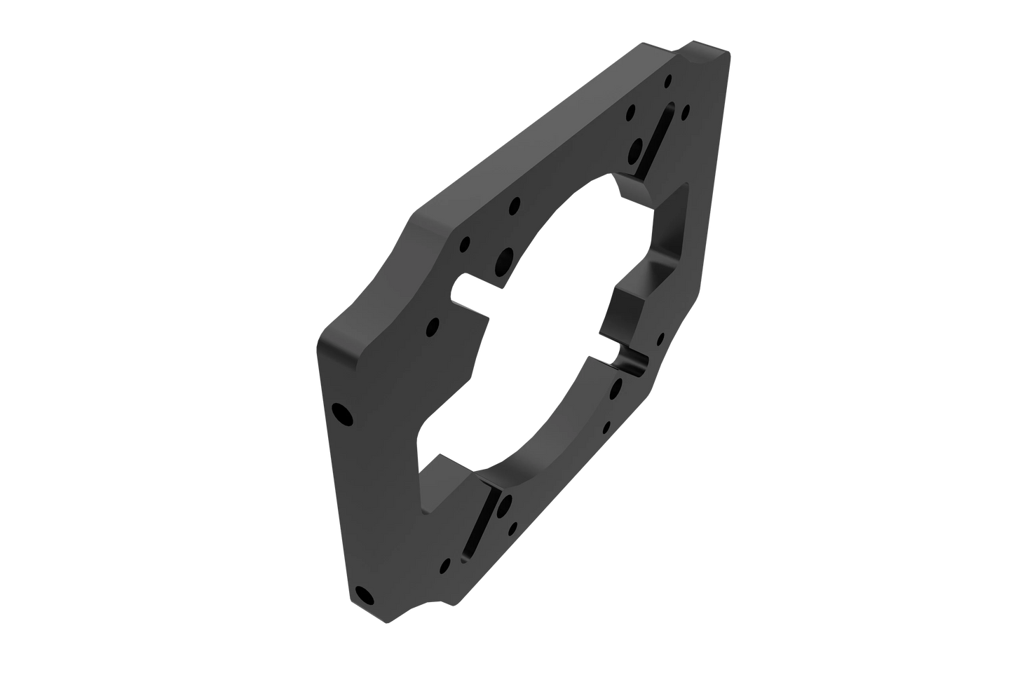 Black metal bracket on a white background