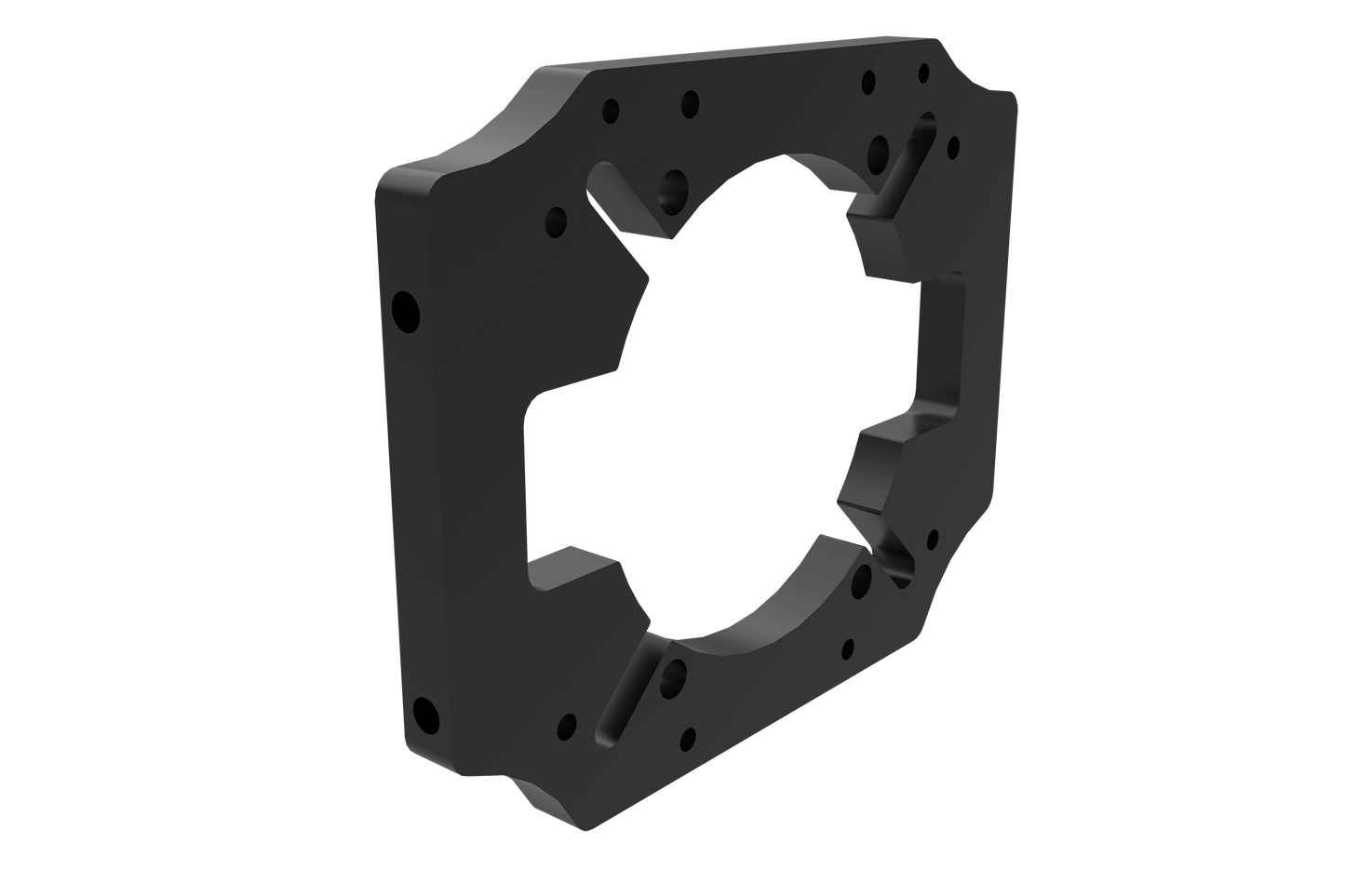 Black metal bracket on a white background
