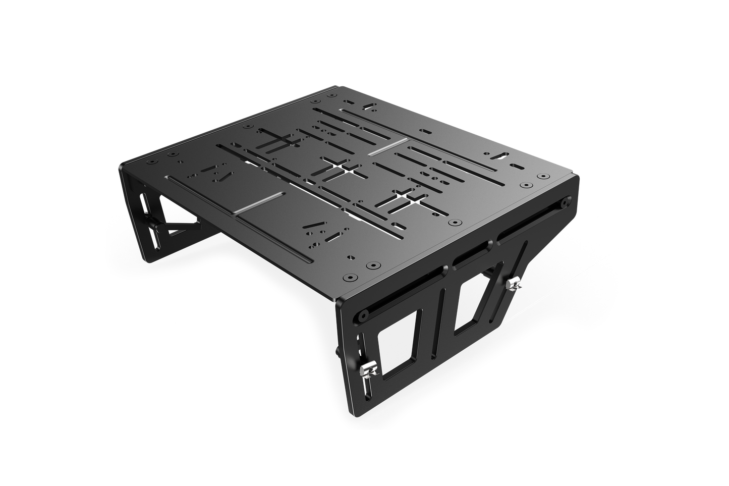 Black metal platform on a white background