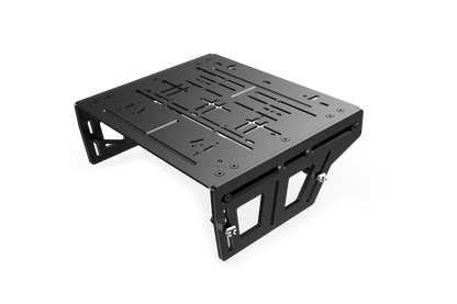 Black metal platform on a white background