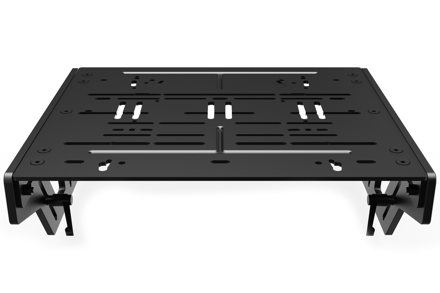 Black metal bracket or stand on a white background