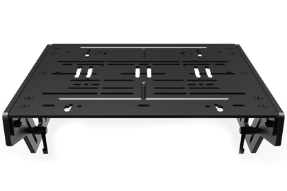 Black metal bracket or stand on a white background