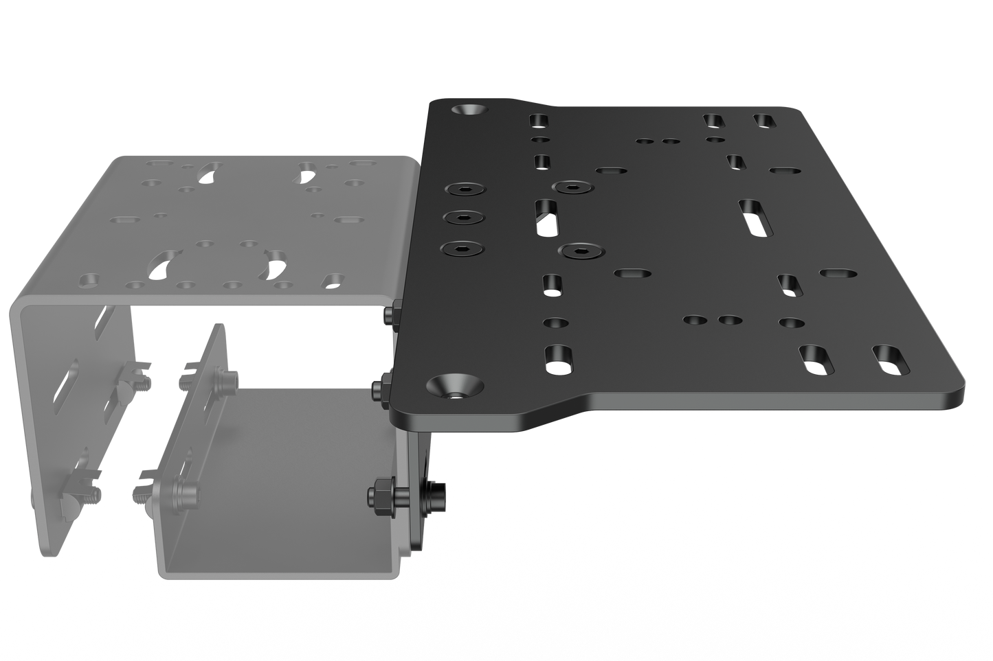 Metal mounting bracket on a white background