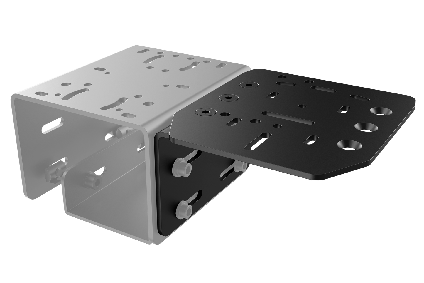 Metal mounting bracket on a white background