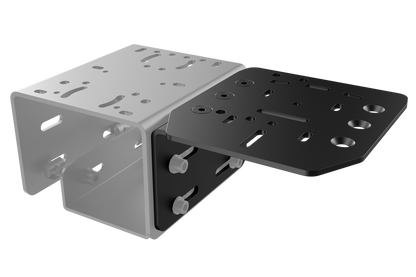 Metal mounting bracket on a white background