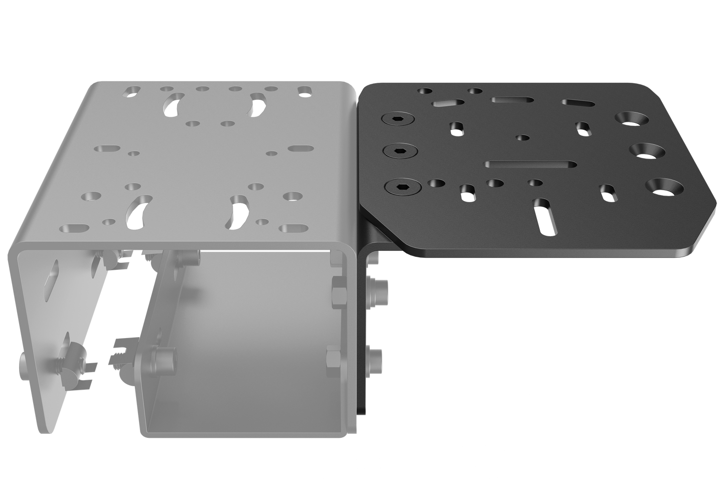 Metal mounting bracket on a white background