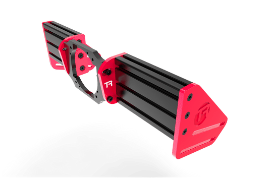 Red and black metal frame on a transparent background
