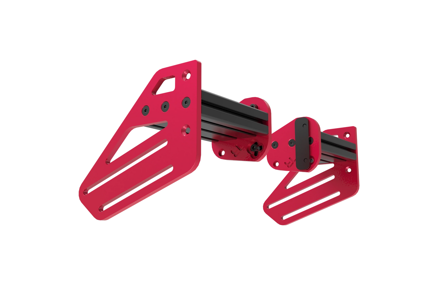 Red metal bracket on a white background