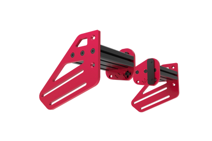 Red metal bracket on a white background