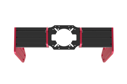 Black and red mechanical component on a white background