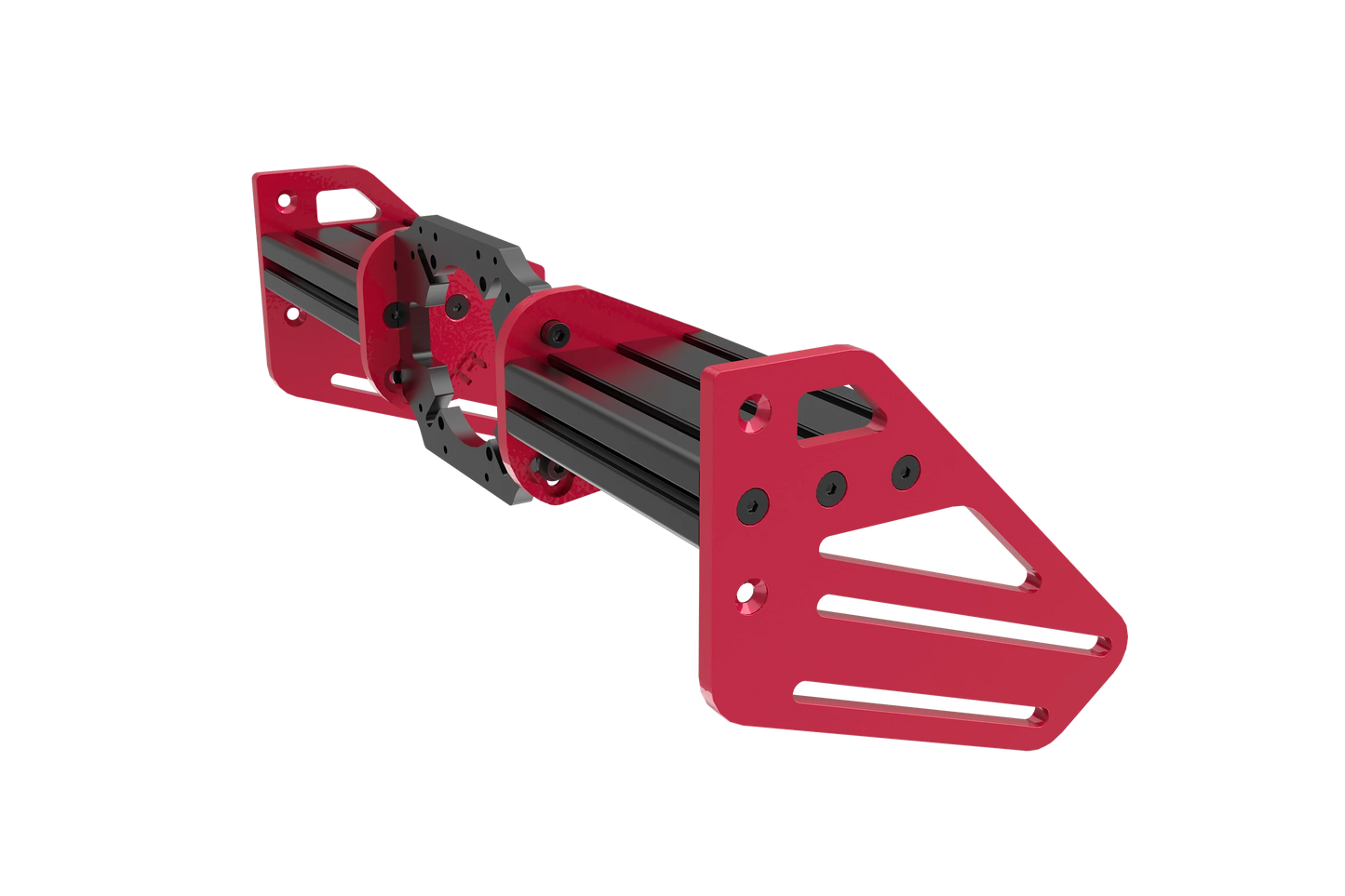 Red metal bracket on a white background