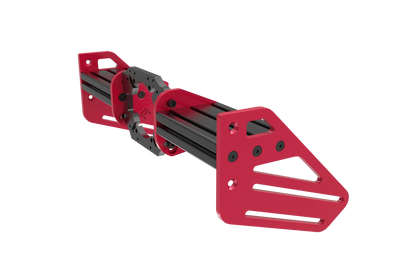 Red metal bracket on a white background