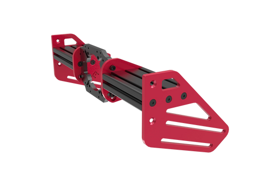 Red metal bracket on a white background