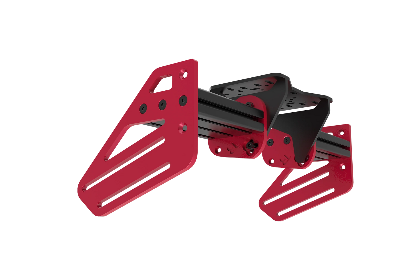 Red metal bracket on a white background