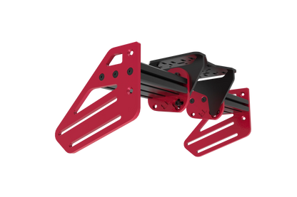 Red metal bracket on a white background