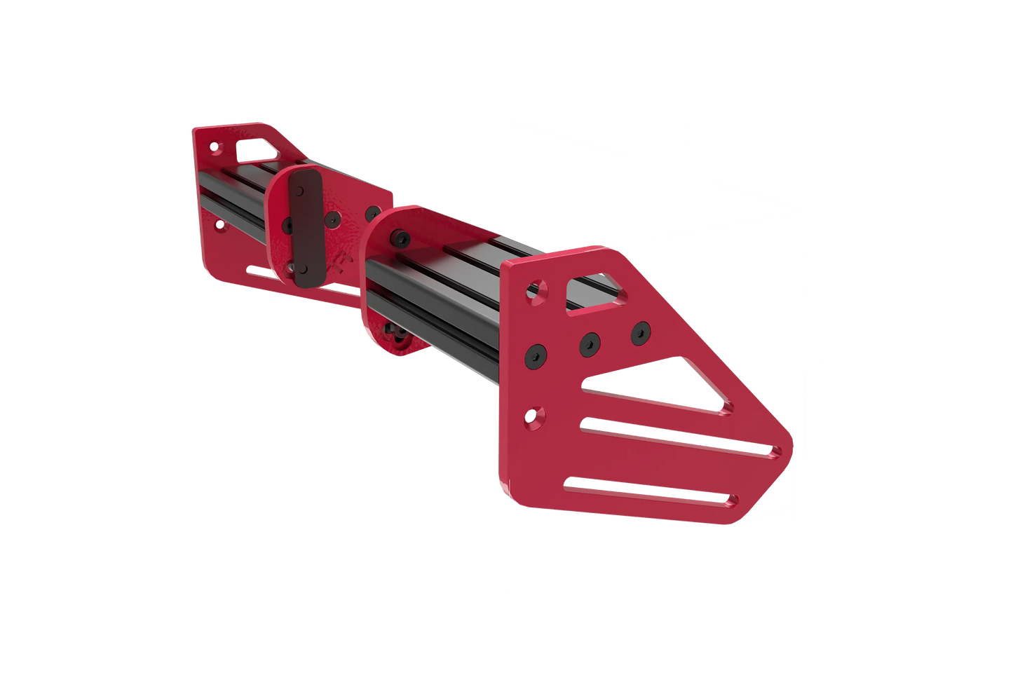 Red metal bracket on a white background