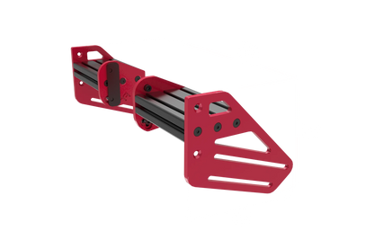 Red metal bracket on a white background