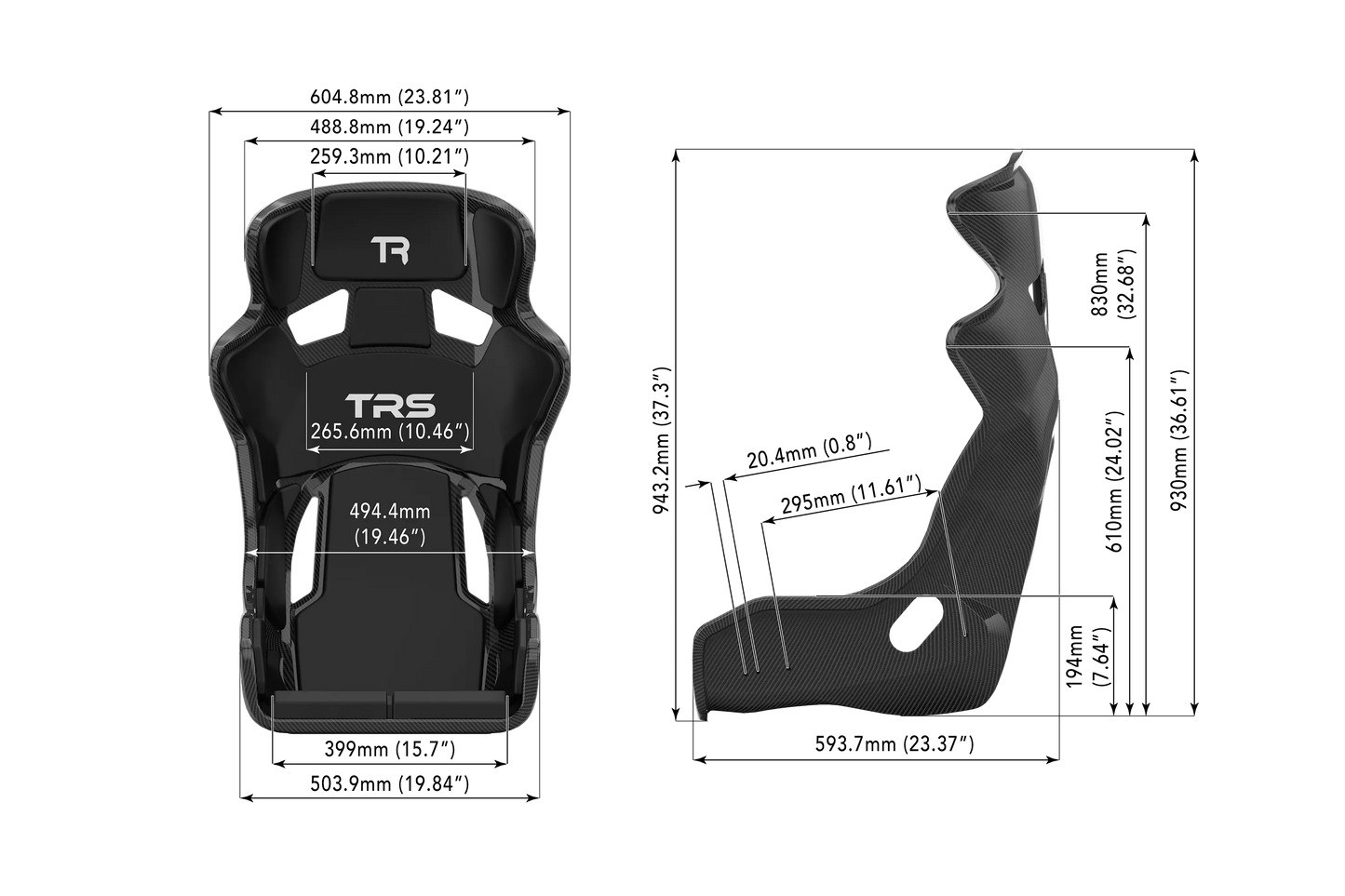 Trak Racer TR Series GT Pro carbon fiber seat side profile