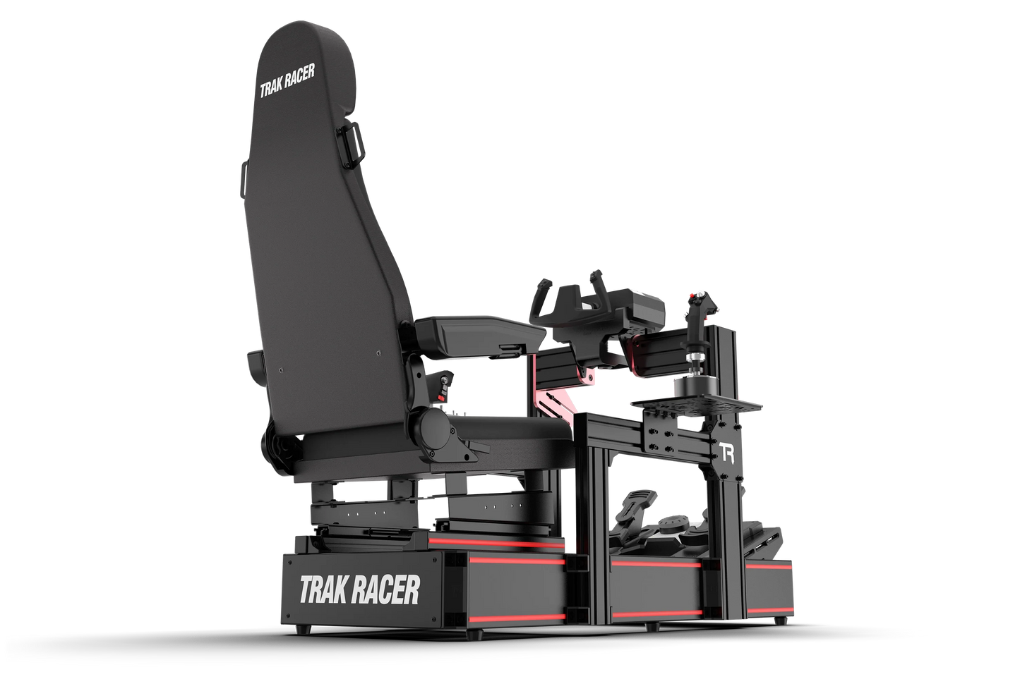 Black gaming chair with Trak Racer branding on a white background