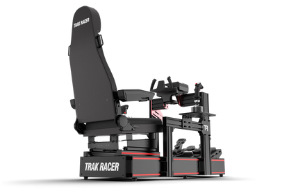 Black gaming chair with Trak Racer branding on a white background