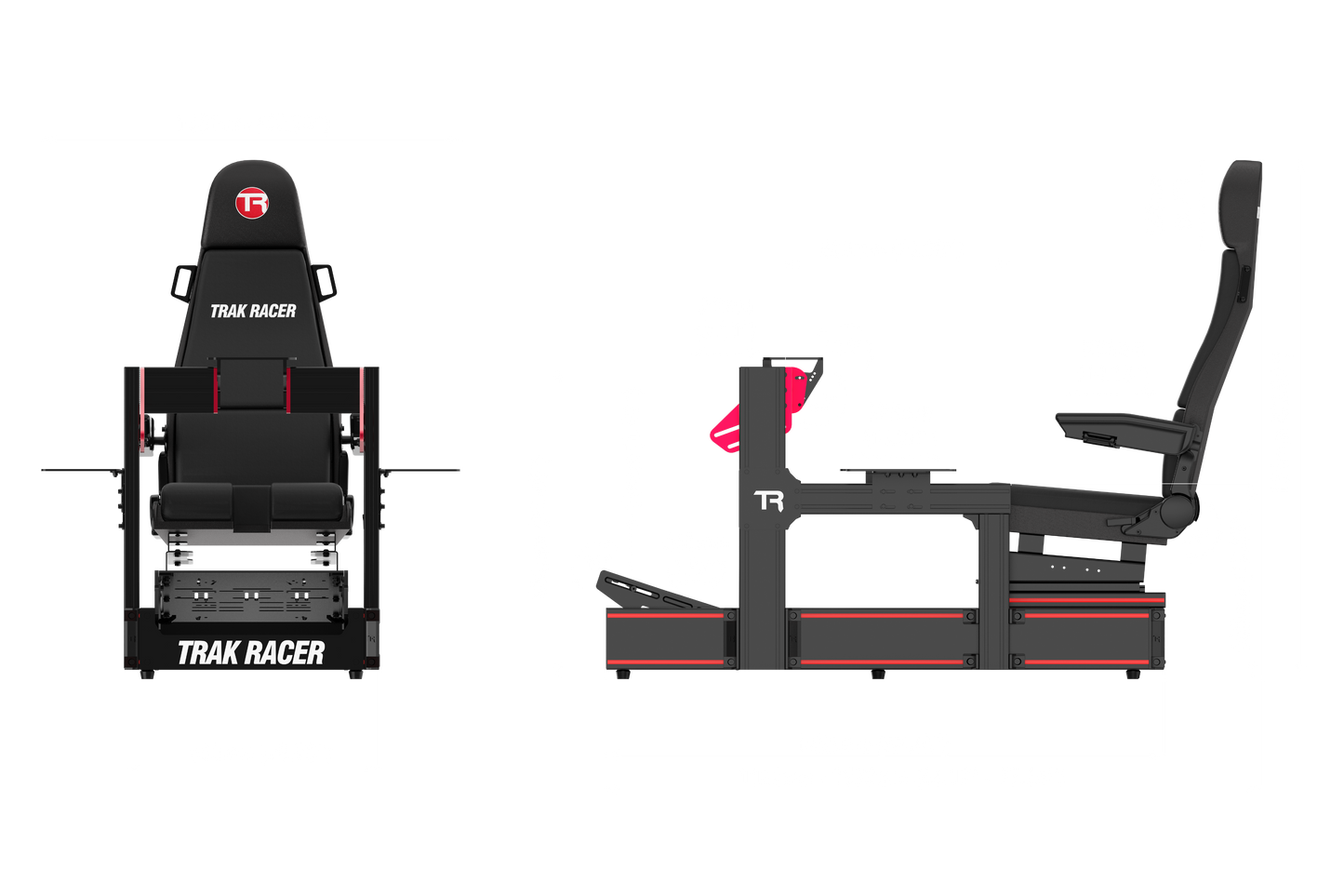 Gaming chair with Trak Racer branding on a white background