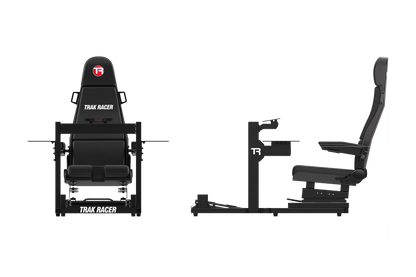 Black gaming chair with 'Trak Racer' branding on a white background