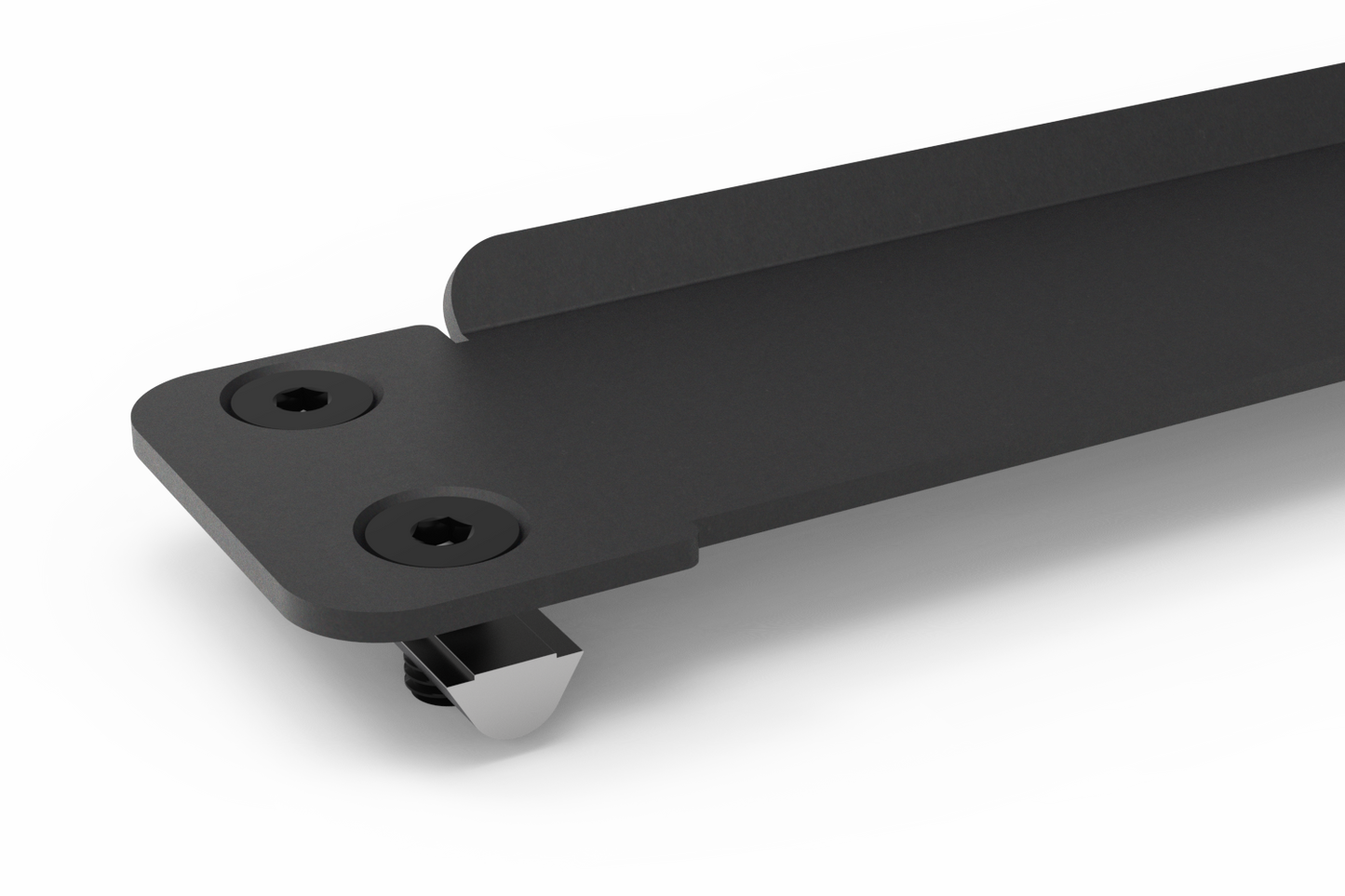 Black metal bracket on a white background