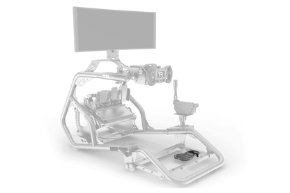 Robotic arm with camera and monitor on a black background