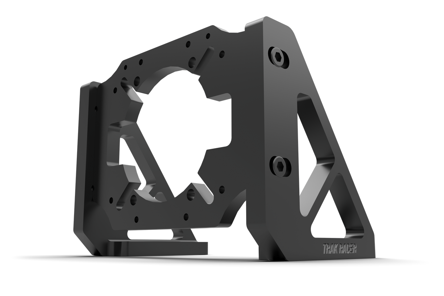 Black metal bracket on a white background