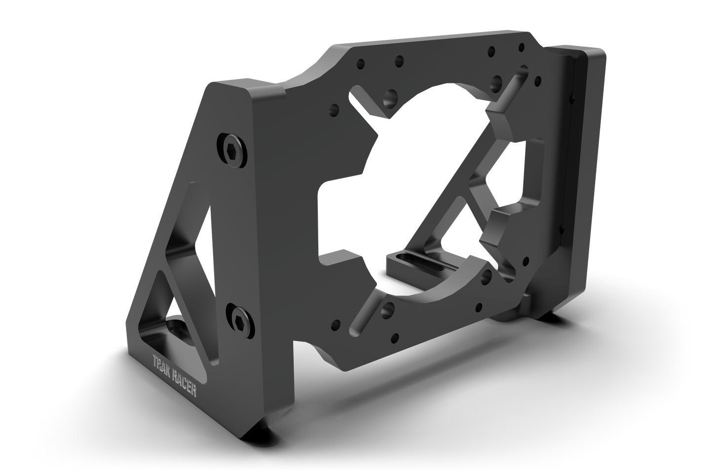 Black metal bracket on a white background