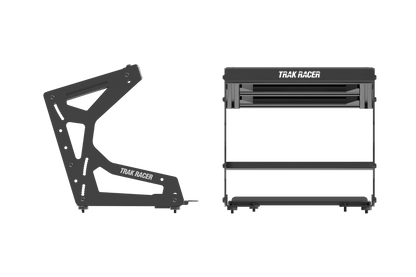 Black metal frame with 'Trak Racer' branding on a white background