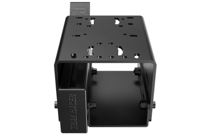 Black metal bracket with 'Team Racer' branding on a white background