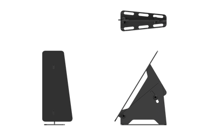 Black TV stand and bracket on a white background