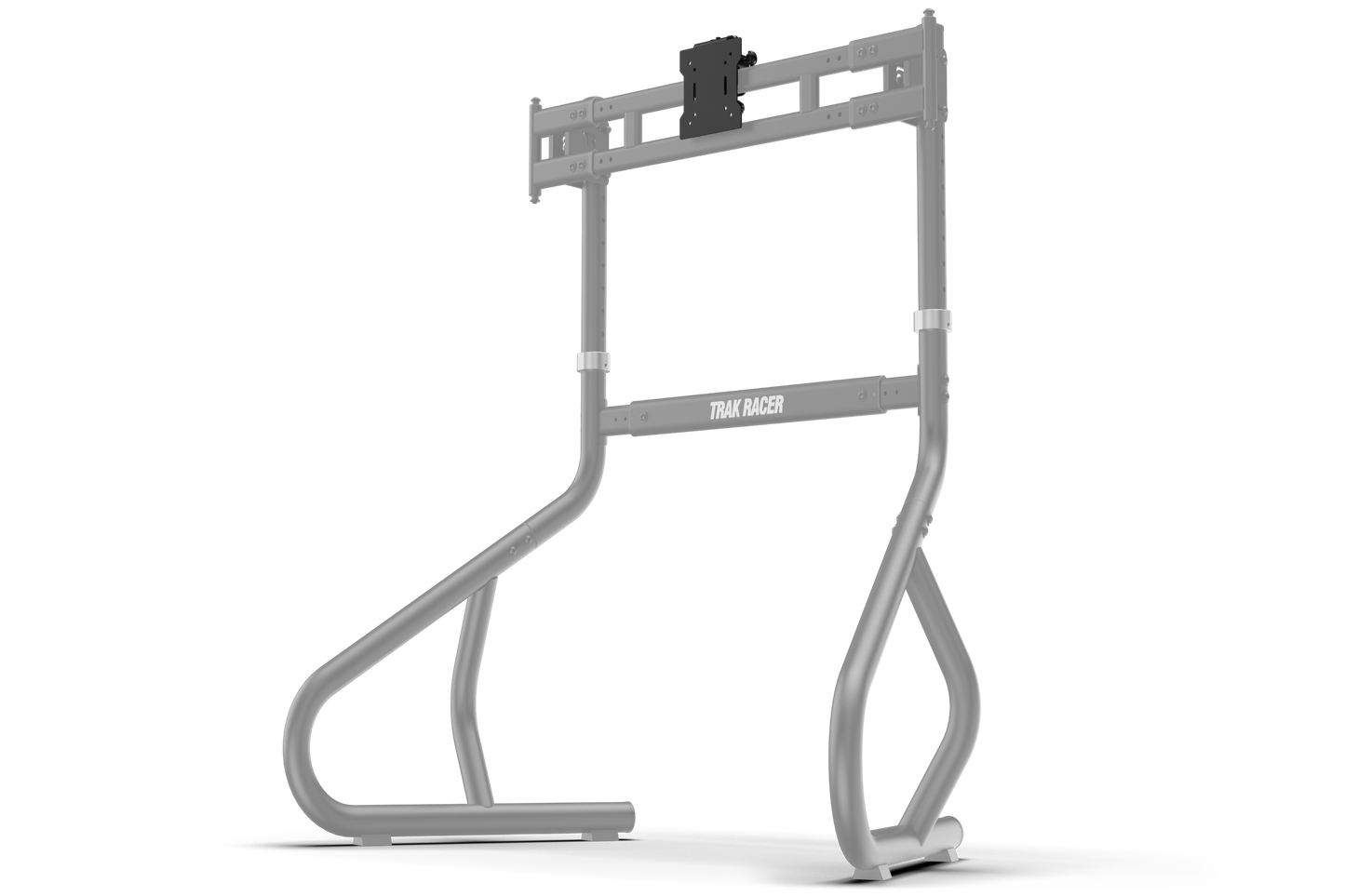 Gray bike rack on a white background